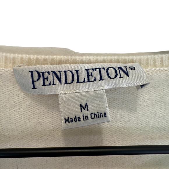 Pendleton 100% Cashmere Cable Knit Sweater Ivory M Vintage - Picture 4 of 13